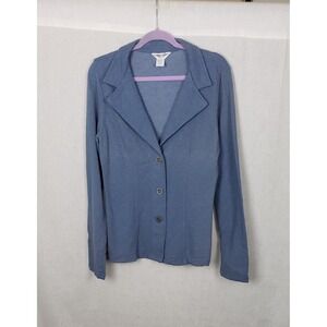 Hard Tail Forever Blue Cotton Blend Knit Blazer Jacket L Coastal Grandma USA